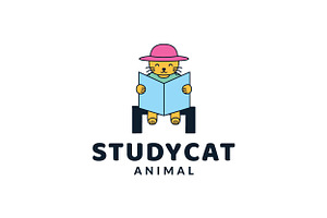 Cute Cat Kitty Read Book Logo