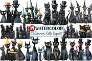 Quirky Black Halloween Cats Clipart, an Illustration by Rose Art (Thumbnail 1 of 4)