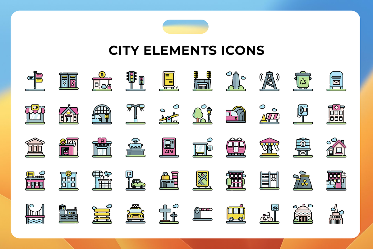 City Elements Icons, a Duotone Icon by Wencory (Photo 1 of 3)