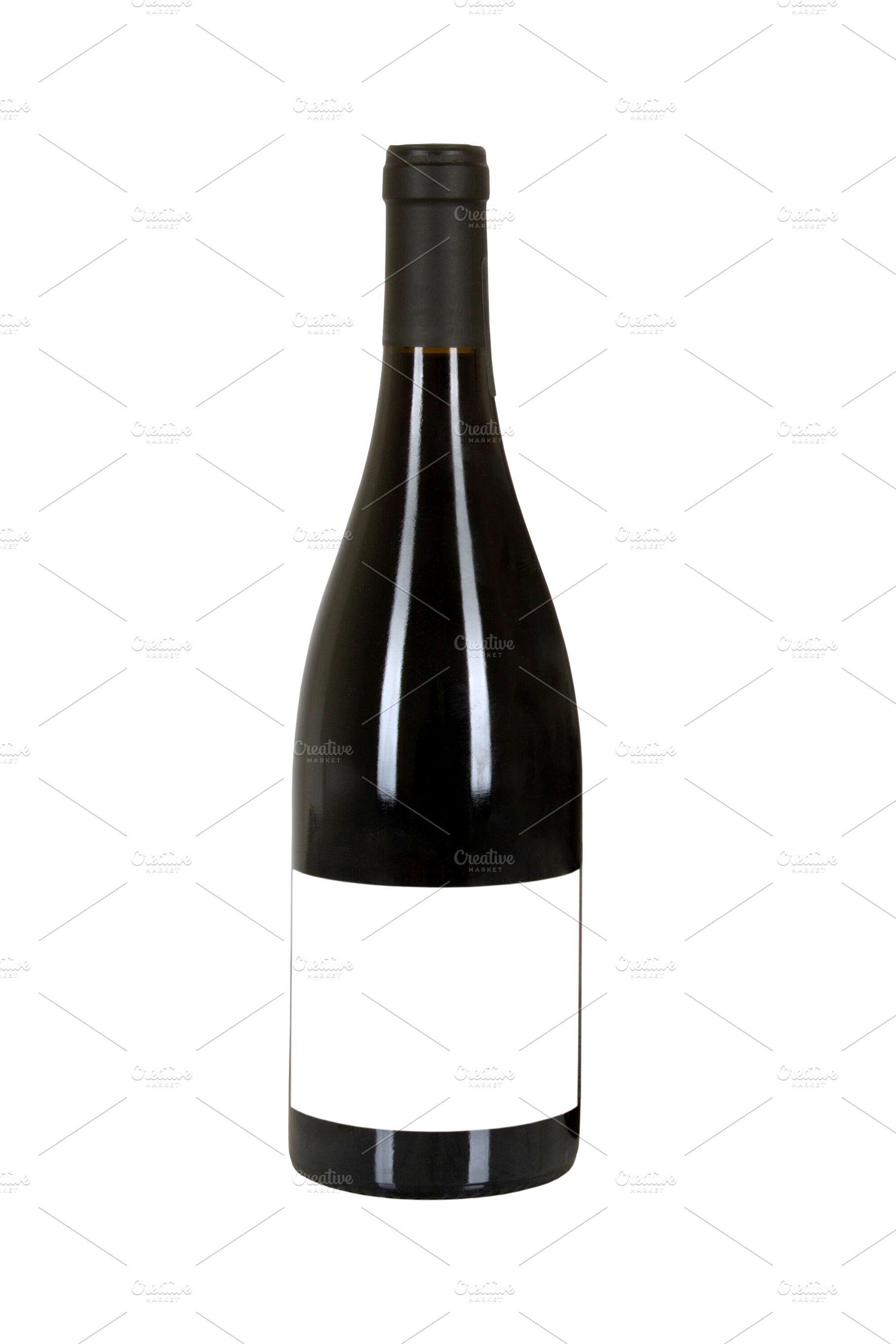 Red wine bottle with blank label, a Food & Drink Photo by BOOCYS
