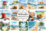 Summer Beach Views Clipart, an Illustration by OK Design (Thumbnail 1 of 5)