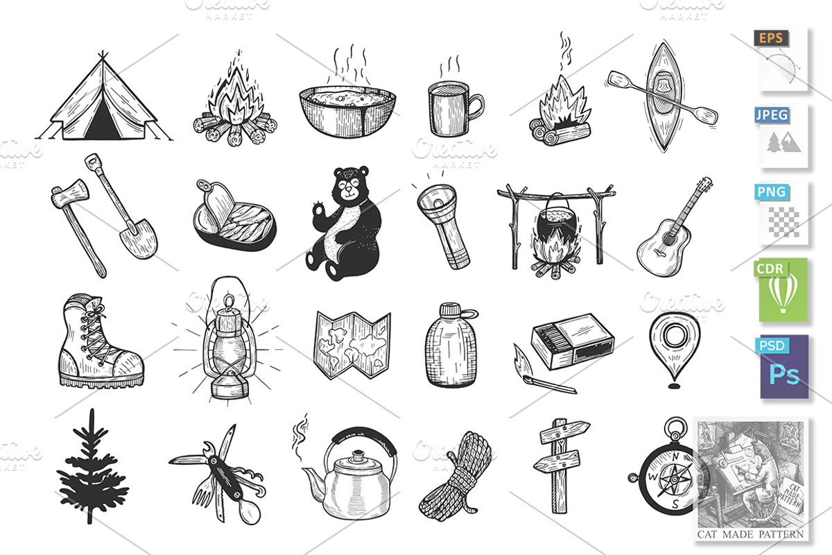 Hiking travel objects collection, an Animal Illustration by CatMadePattern (Photo 1 of 4)