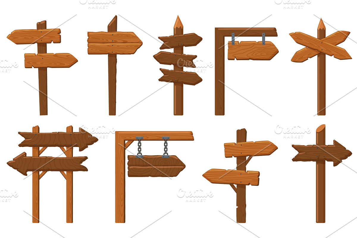 Wood direction signs. Wooden arrow, a Background Graphic by winwin.art