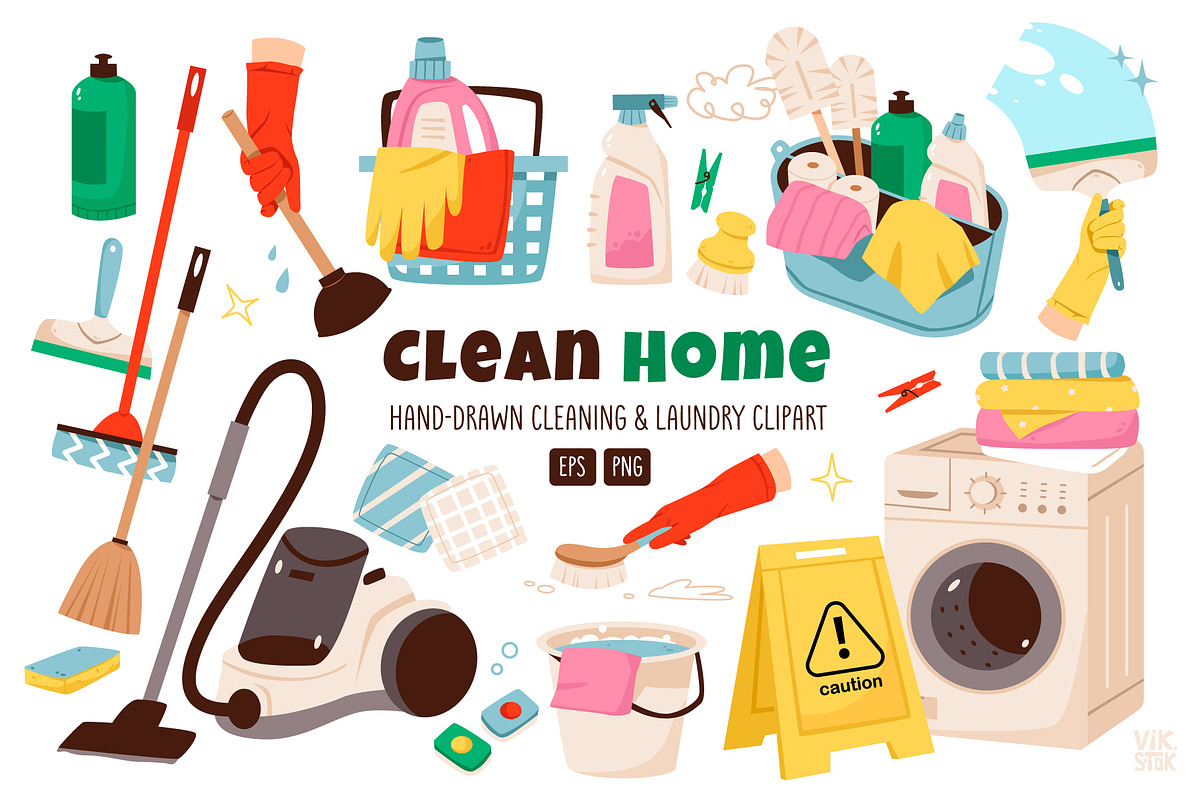Cleaning & Laundry Clipart, a Work Illustration by vik.stock (Photo 1 of 7)