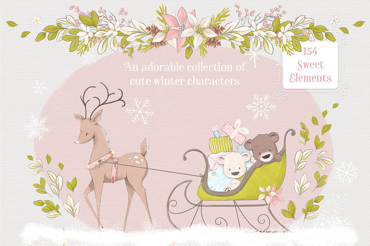 Christmas Woodland Animal Clipart, an Illustration by Pretty Little Lines (Photo 2 of 12)