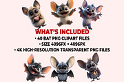 Cute Bat PNG Clipart Bundle, a Graphic by M9 Design (Thumbnail 8 of 8)