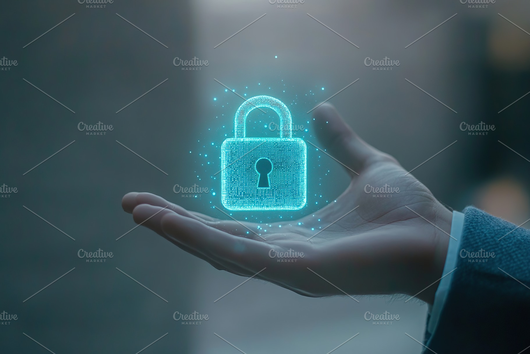 Businessman hand showing digital padlock icon symbol, a Technology Photo by AlyaAnd