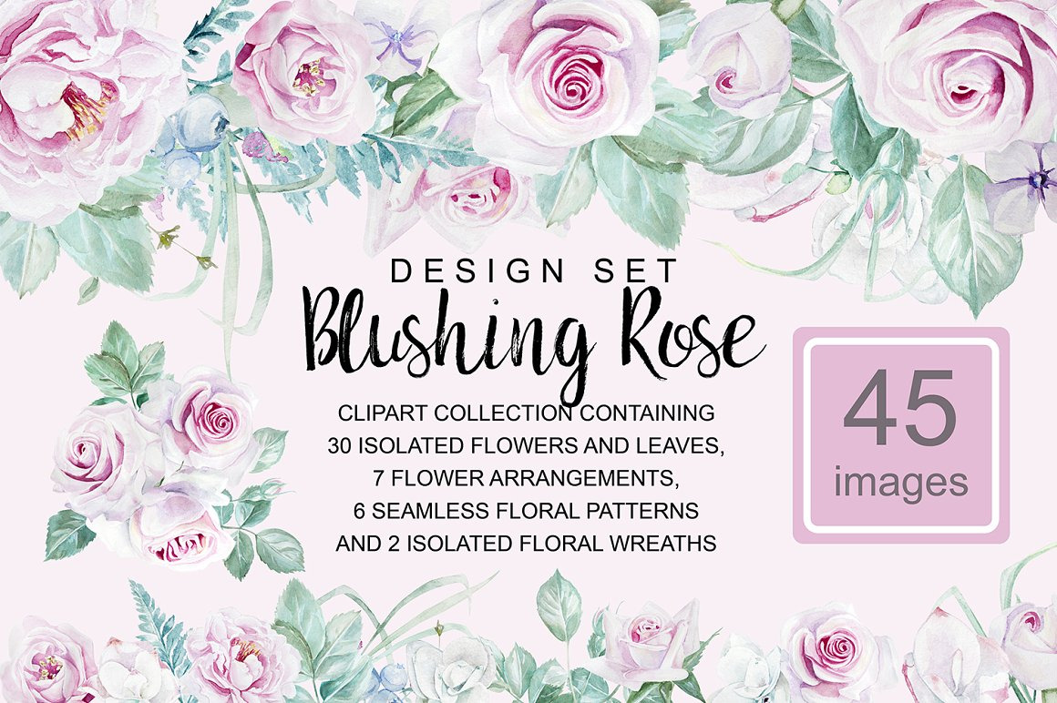 Blushing Rose Design Set, a Decorative Illustration by Simple Design