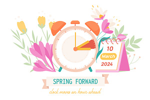 Spring forward 2024 calendar, an Object Illustration by Lemberg Vector