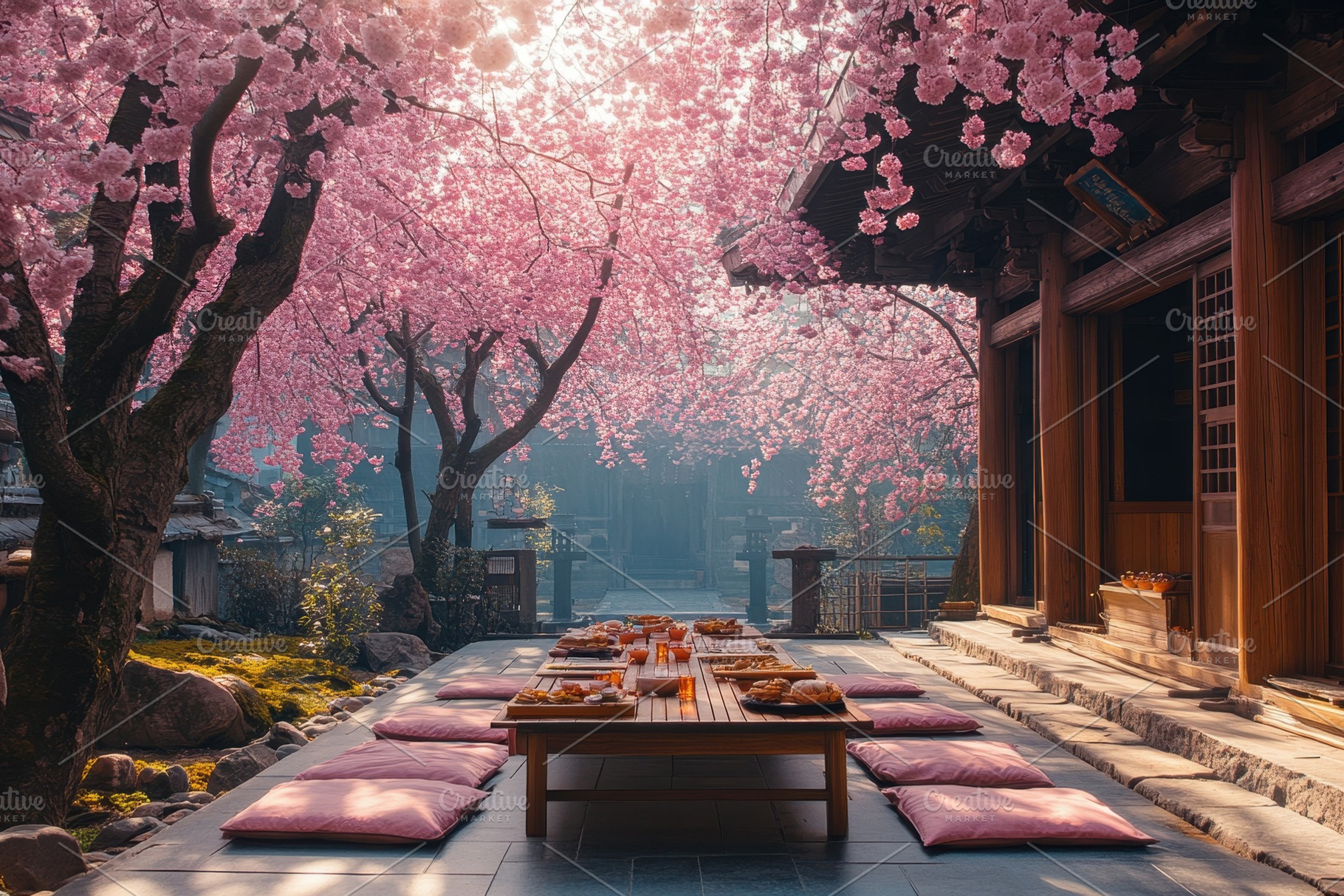Beautiful cherry blossom garden sett, a Photo by Tanuart