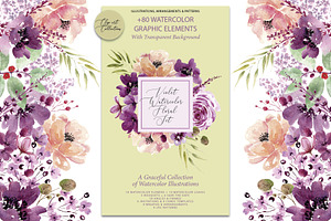 Violet Watercolor Floral Set