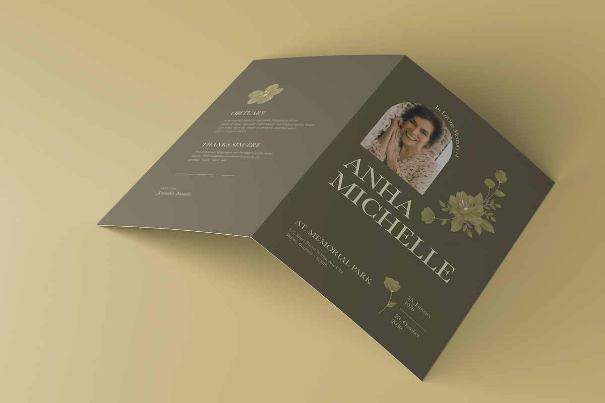 Green Floral Funeral Program, a Brochure Template by Neermana (Photo 2 of 4)