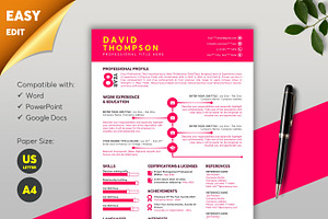 Graphic Resume Word & Google Docs 48, a Resume Template by MrCam Template Resume|CV