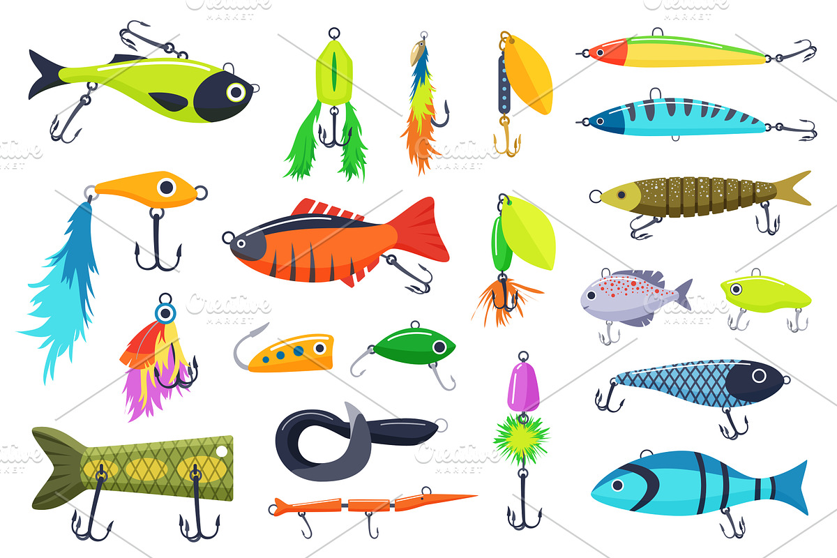 Lures for catching fish of different, an Illustration by Lemberg Vector