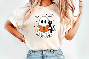 Cute Ghost Reading Book PNG, an Illustration by Watercolor design (Thumbnail 2 of 3)