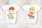 Watercolor Gnomes Surfboard Summer, an Illustration by Noey smiley (Thumbnail 3 of 6)
