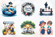 Navy Summer Outdoor Watercolor Clipa, an Illustration by RobertsArt (Thumbnail 6 of 8)