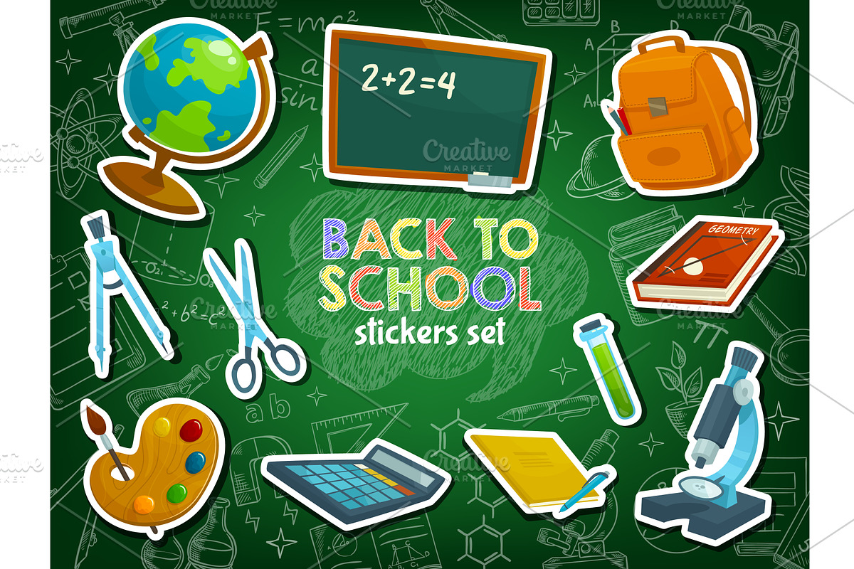 School education stationery, an Education Illustration by Vector Tradition