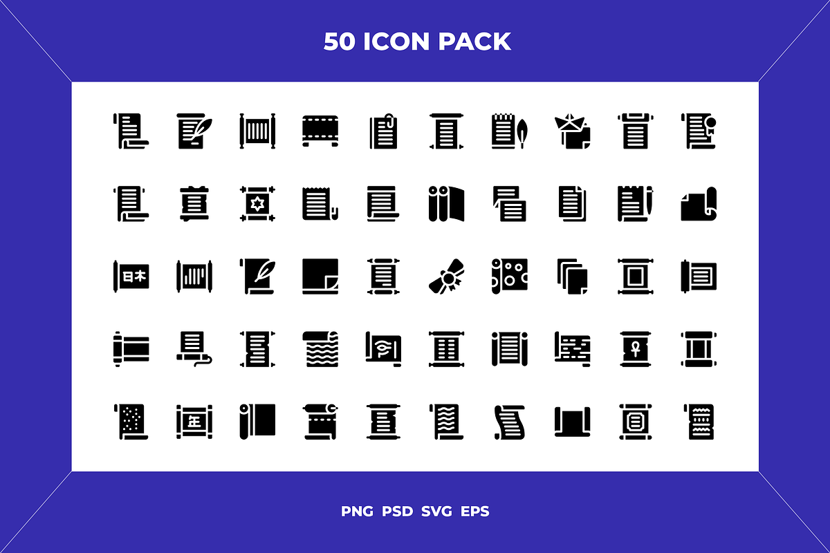 Scroll and paper icons, an Outline Icon by Wencory (Photo 1 of 2)