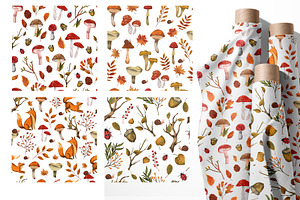 Woodland Autumn Clipart & Patterns