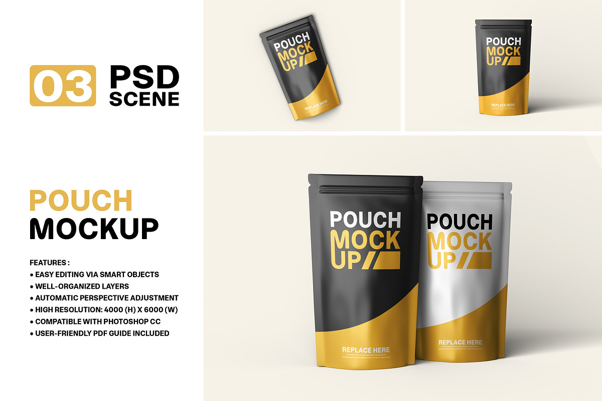High Quality Pouch Mockup, a Packaging Mockup by LOGTURNAL (Photo 1 of 4)