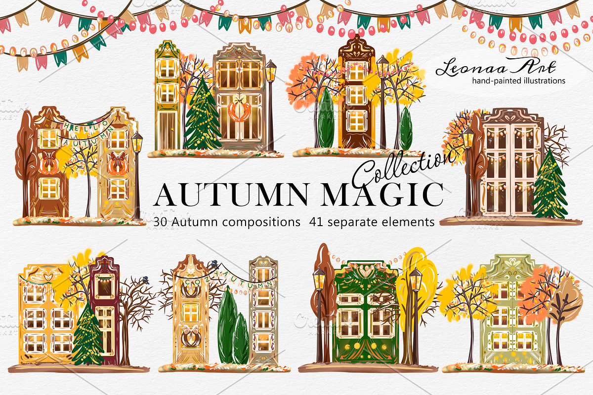 Autumn Magic Clip Art Set, a Seasonal Illustration by Leonaa art (Photo 1 of 9)