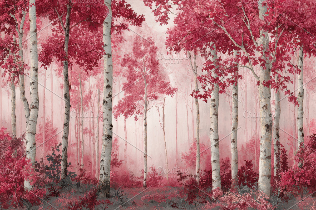 Whispering Grove - Mural Wallpaper, a Decorative Illustration by Virgo Studio