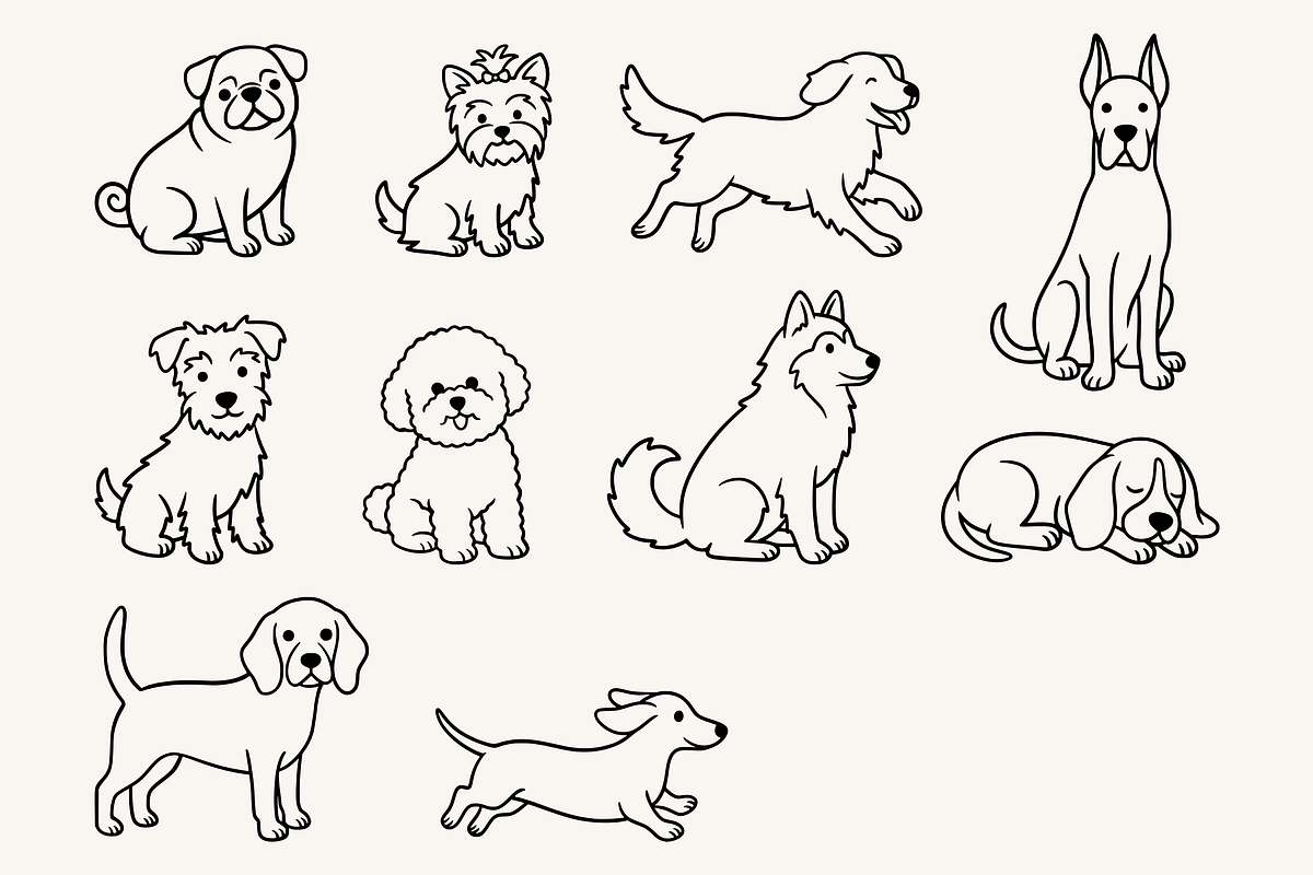 Cute Dog Breed Line Art illustration, an Animal Illustration by Kusumaillustration (Photo 6 of 7)