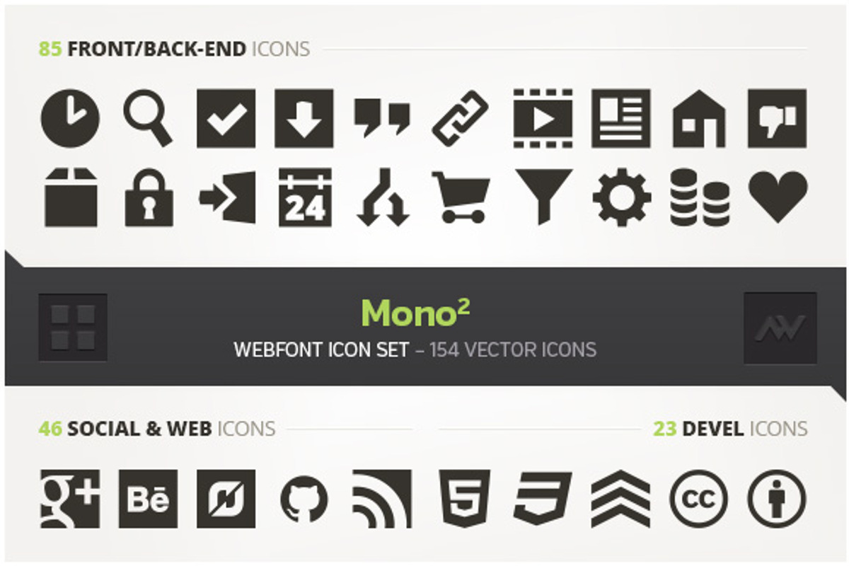 Mono2 – Webfont Icon Pack, an Icon by AllienWorks (Photo 1 of 3)