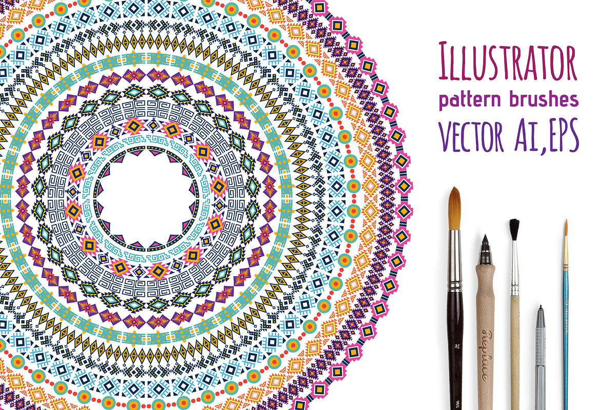 Tribal Illustrator Pattern Brushes, a Brush Add-On by ComelyPics Shop (Photo 7 of 7)