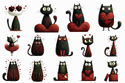 Quirky Valentine's Day Cat Clipart, an Illustration by Libby Wishes (Thumbnail 5 of 7)