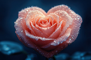 Heart-shaped pink rose adorned with, a Photo by Tanuart