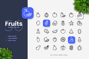 Fruits Outline Icons