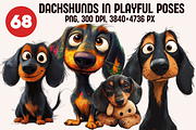 Dachshunds in Playful Poses, an Animal Illustration by PrintHaven Designs (Thumbnail 1 of 9)