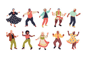 Old people dancing. Senior dancers, a Person Illustration by YummyBuum