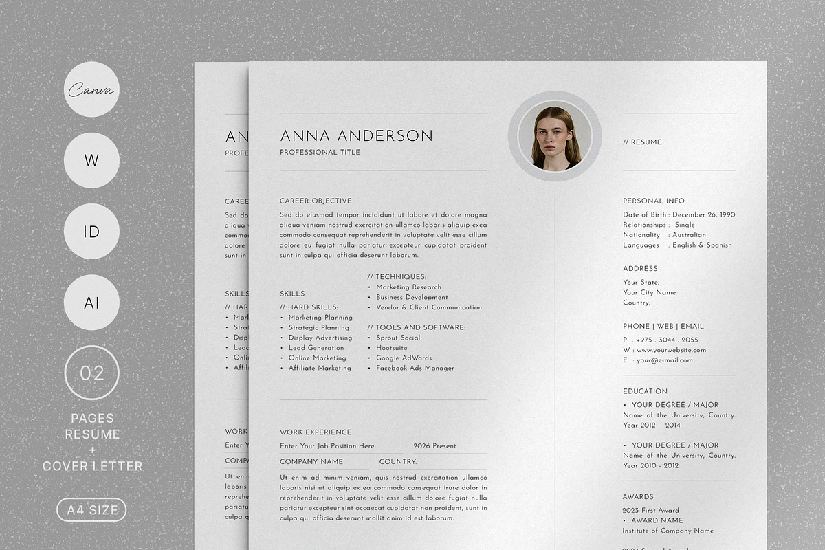 Resume Template, a Resume Template by Designsoul14 (Photo 1 of 6)