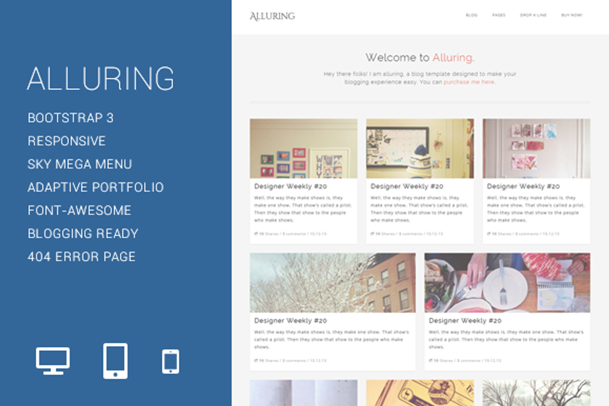Alluring - Blogging Template, a Bootstrap Template by FWPolice (Photo 1 of 4)