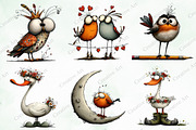 Whimsical Birds Clipart Bundle, an Illustration by Creative Art (Thumbnail 2 of 10)