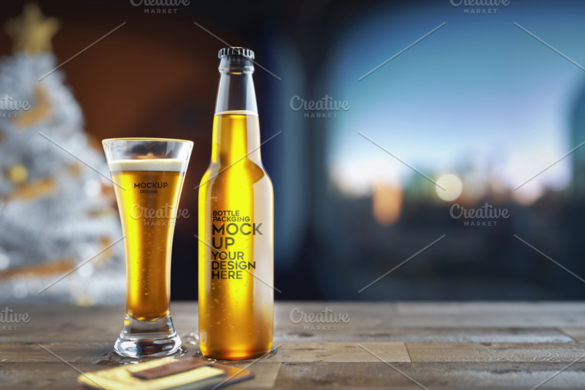 Beer bottle mockup., a Packaging Mockup by DigitalPen (Photo 1 of 3)
