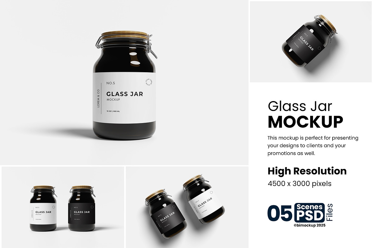 Glass Jar Mockup, a Product Mockup by bimockup (Photo 1 of 6)