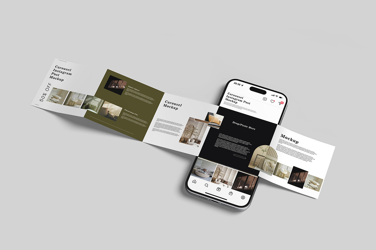 Carousel instagram post mockup, an iPhone Mockup by Graphicbars (Photo 10 of 13)