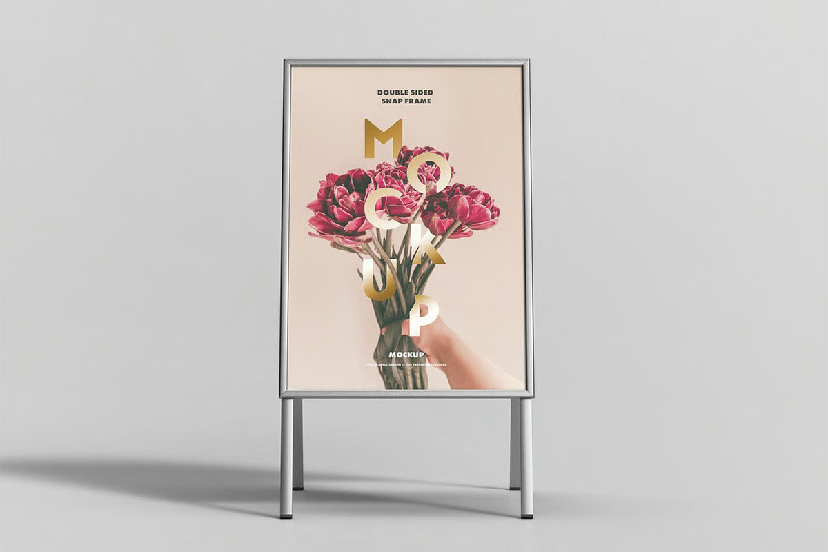 Double Sided Snap Frame Mock-up, an Advertising Mockup by zippypixelstudio (Photo 2 of 8)