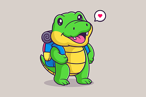 Cute Crocodile Traveling With Bag, an Animal Illustration by Catalyst Labs