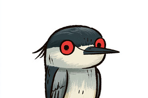 Cute black crowned night heron doodle illustration for children, an Animal Illustration by José Manuel Gelpi