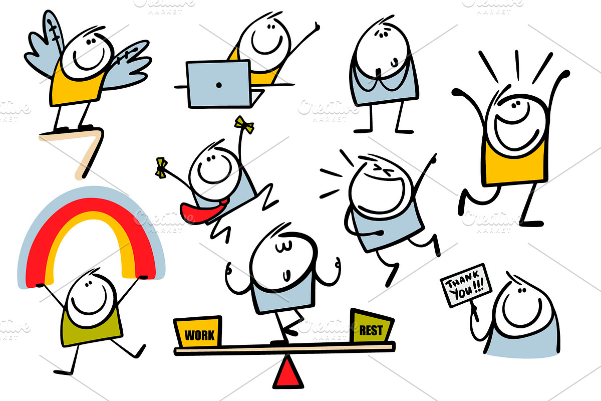 Cartoon positive emotions set 1., an Illustration by eka panova (Photo 2 of 7)