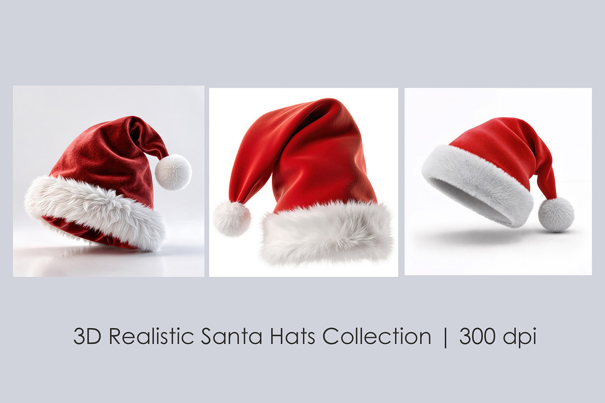 3D Realistic Santa Hats Collection, an Object Illustration by StockVerse Creative (Photo 1 of 4)