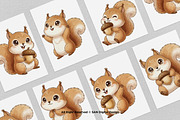 15 Bundle Watercolor Baby Squirrel, an Animal Illustration by Morspective (Thumbnail 3 of 8)