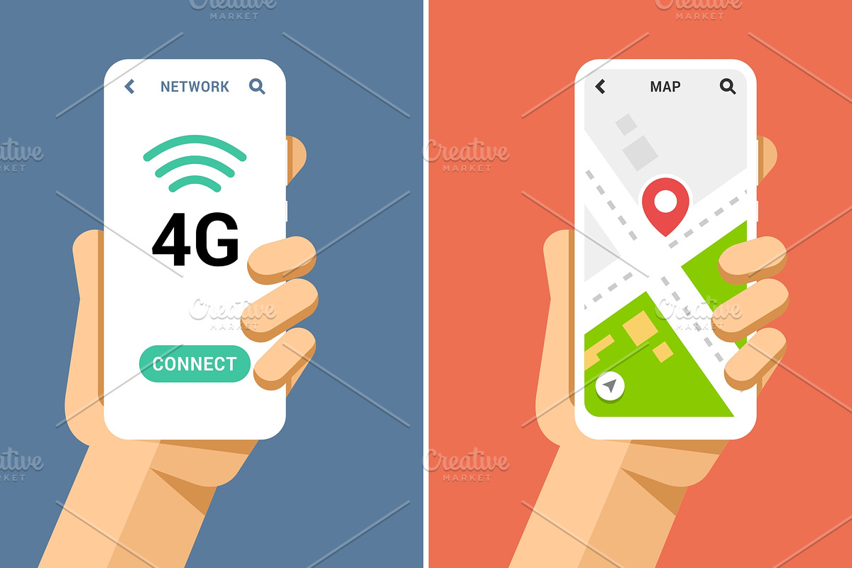 Phone in Hand Mockup Set 4, an Object Graphic by karetniy (Photo 4 of 6)