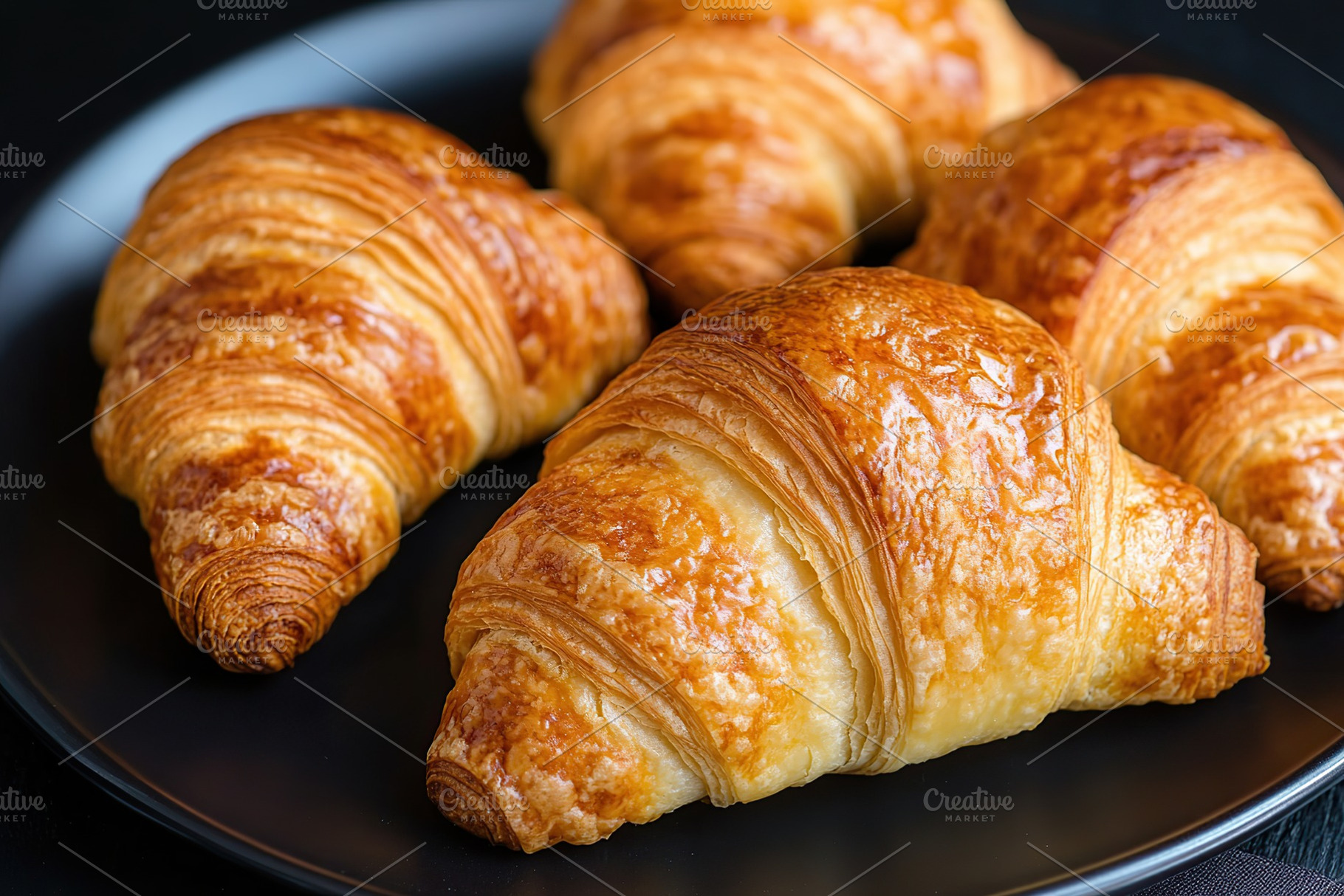 French pastry croissants, fresh baked, a Food & Drink Photo by AlyaAnd