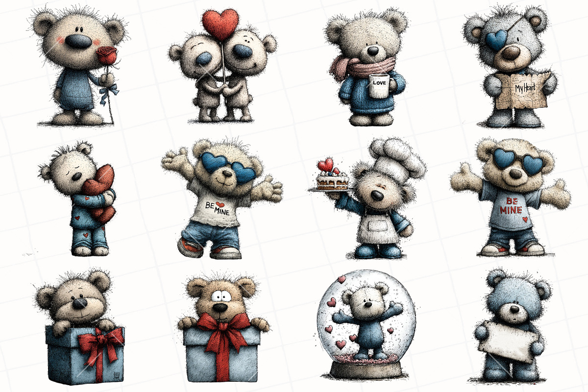 Whimsical Valentine Teddy Bear Clipa, an Illustration by OK Design (Photo 3 of 6)